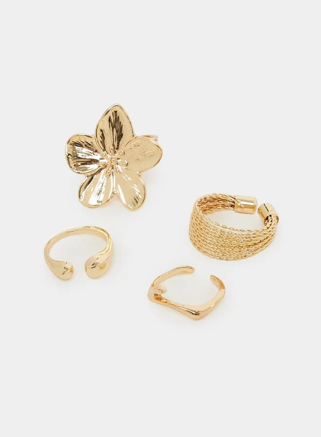Styli  Pack of 8 - Gold Statement Rings for Women | Best Price UAE